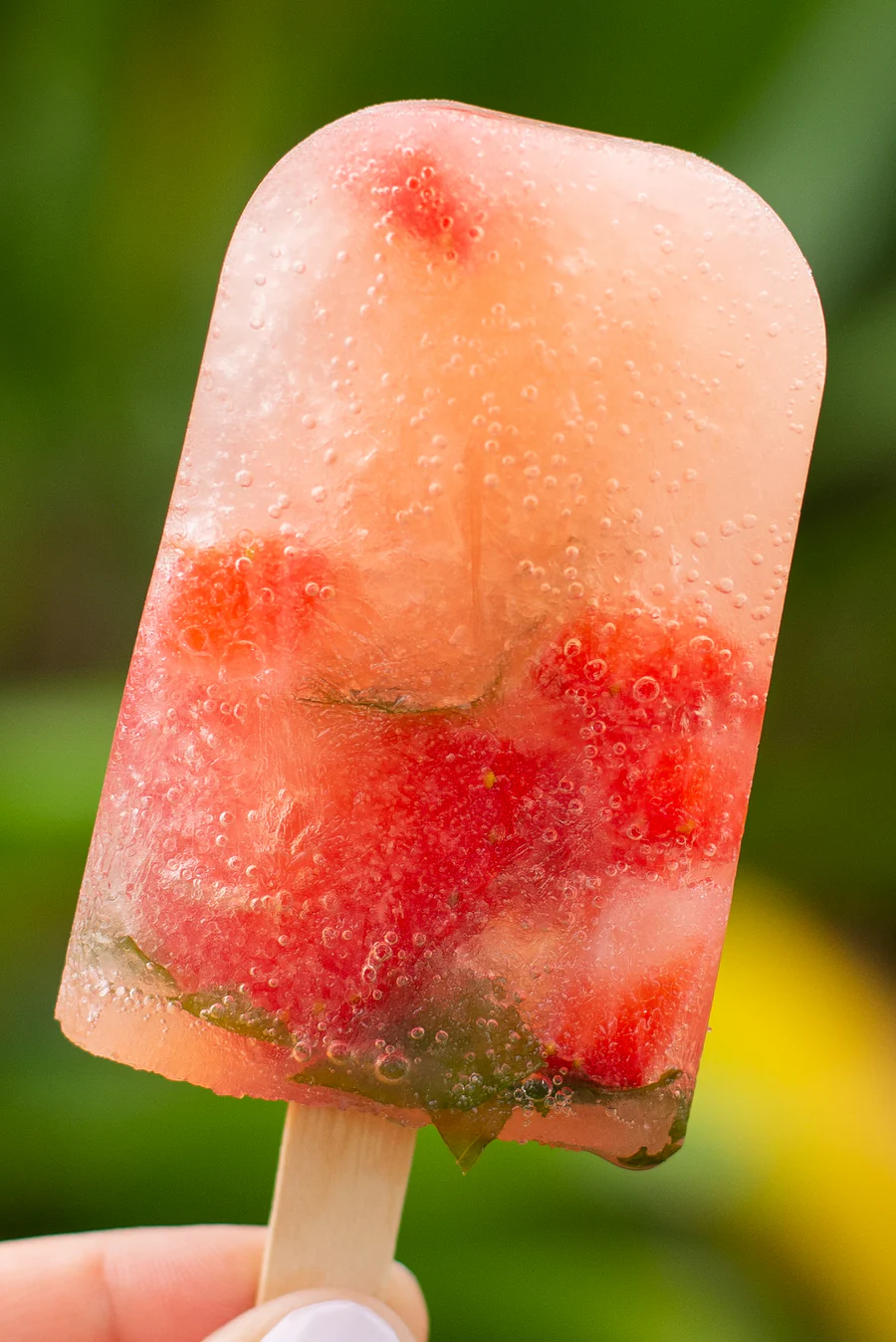 Strawberry Basil BRĒZ Popsicles